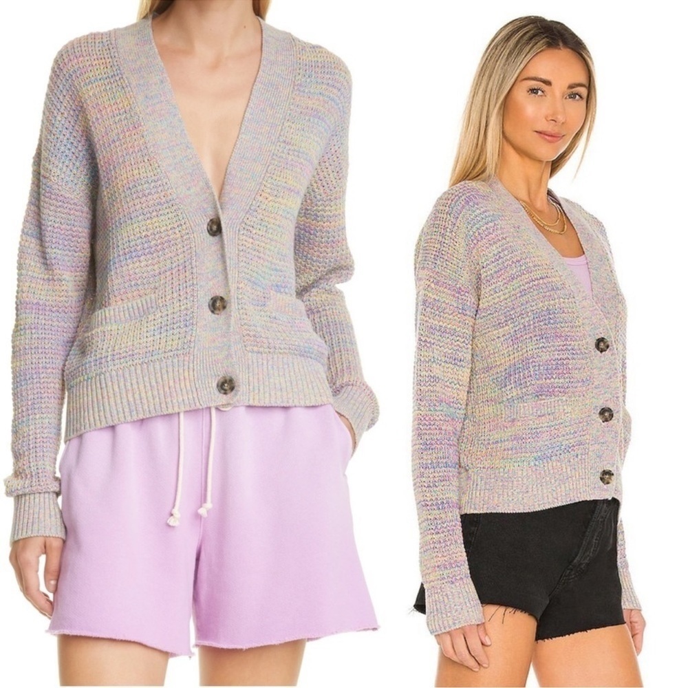 Re/Done Oversized Crop Cardigan in Rainbow